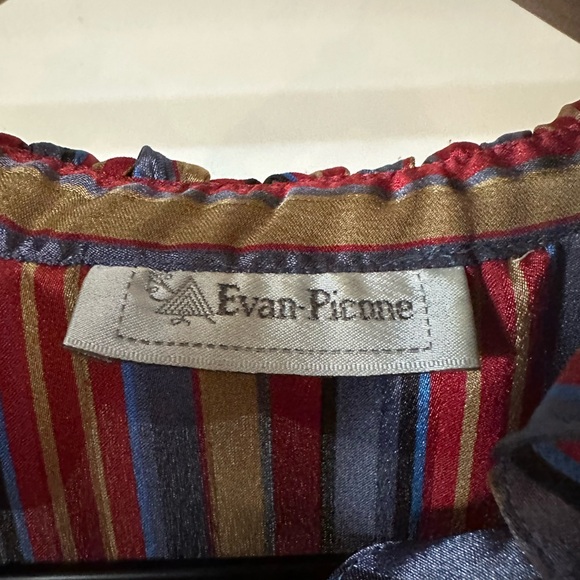 Vintage Silk Stripe Button Down Top - Picture 2 of 7